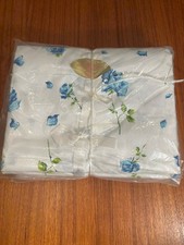 Vtg NOS 70  s Penneys Percale Blue Rose 100 Cotton Sheets Flat New Pair Set