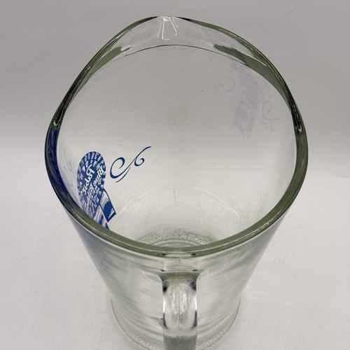 Vintage 1970's Pabst Blue Ribbon Beer 9” Heavy Duty Glass Pitcher Blue Logo EUC - Picture 4 of 10