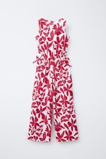 ZARA KIDS GIRL TEXTURED CUT-OUT JUMPSUIT WITH BOW DETAIL Red 2548/600 SZ 13-14