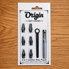 Mini Leather Hole Punch Tool Kit – 6 Interchangeable Hollow Tubes 2mm – 4.8mm