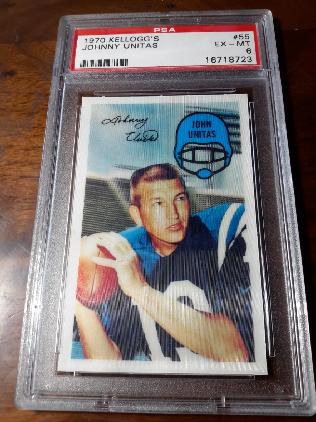 1970 Kellogg's 3-D Football #55 Johnny John Unitas Colts  PSA 6 EX-MT