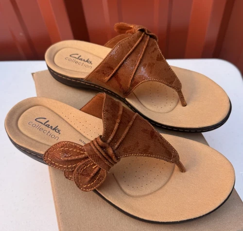 Clarks Collection Laurieann Rae sandalo donna 7M marrone scarpe comode NUOVO
