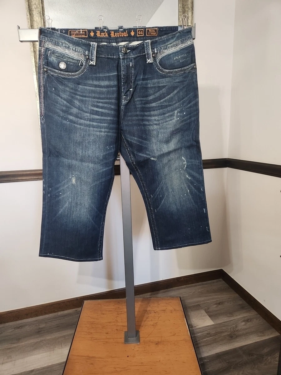 Short Homme Rock Revival Taille 44 – Noir, Coupe Classique Délavée, Neuf Avec étiquettes