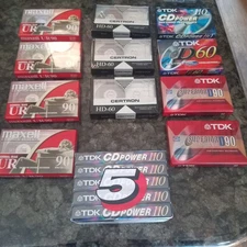 Lot of 16 Sealed Blank Cassette Tape X6 TDK CDPower 110 High Bias Maxell Certron