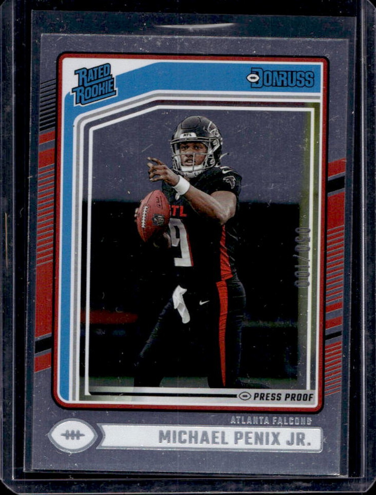 2024 Donruss Michael Penix Jr. Press Proof Silver Rated Rookie #50/100 Falcons