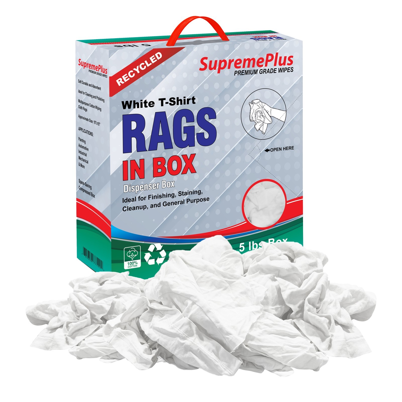Shop Bulk Rags - White Cotton Knit Cleaning Wipes - Compress