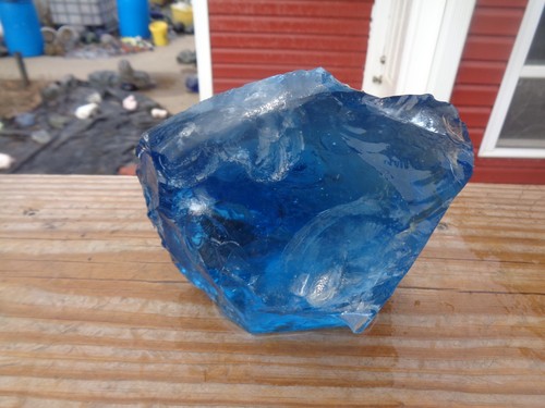 Glass Rock Slag  Clear Ocean Blue Rocks 2.10 lbs 26B Landscaping Aquarium