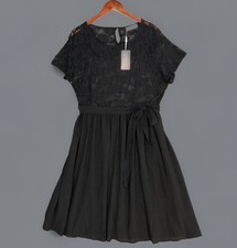 Nemidor Dress Womens Plus 18 Black Floral Lace Belted Midi Whimsigoth Party Goth