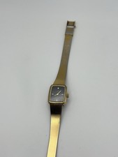 Vintage Lorus Gold Silver Bracelet Quartz Black Dial Wristwatch Untested