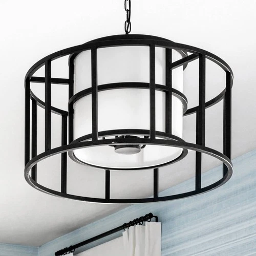 Crystorama Hulton 25" Wide Matte Black Pendant Light - Picture 1 of 8