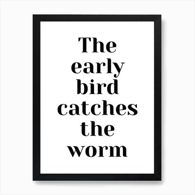 Früher Vogel fängt den Wurm Kunst Pri gerahmtes Wandbild Poster Leinwanddruck Bild