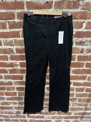 EXPRESS Black Editor Low Rise Flare Leg Straight Thru Hip Cotton Sheen Pants 6