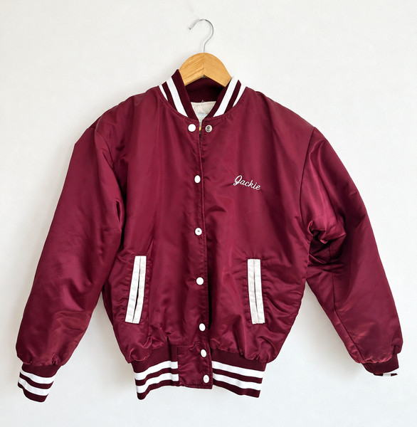 RARE Retro Vintage Satin Baseball Varsity Bomber-Style Jacket Size 12