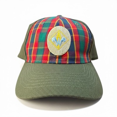 Boy Scouts of America Webelos Uniform Flex Fit Cap Hat Olive Green Plaid S/M