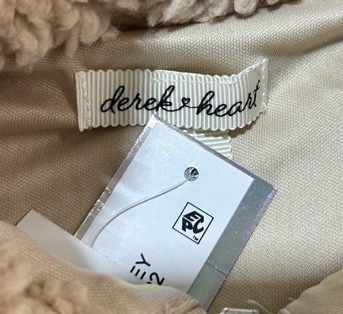 NEW Derek Heart Girls Size M Sherpa Zip Jacket Tan/Pink Floral - Picture 3 of 8