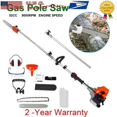 52CC 2-Cycle Pole Saw Pruner Pruning Saw Gas Powered Extend Wood Tree Trimmer
