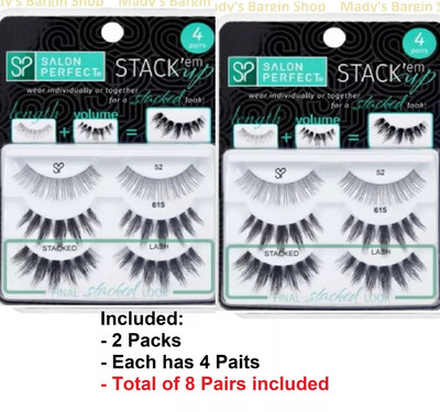 8 Pairs Salon Perfect False Lashes 52 & 615 Stack Em * New Style * SHIP FREE