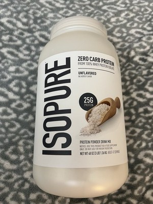 Isopure Zero Carb Whey Protein Isolate Powder, Unflavored 48 oz (3 lb)