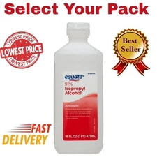 Equate 91% Isopropyl Alcohol Liquid Antiseptic, 16 fl oz (Select Your Pack)