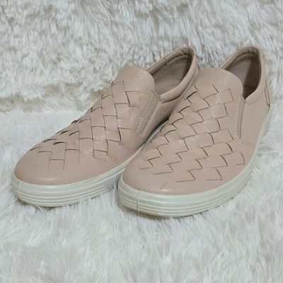 Ecco pink woven leather slip-ons size 10
