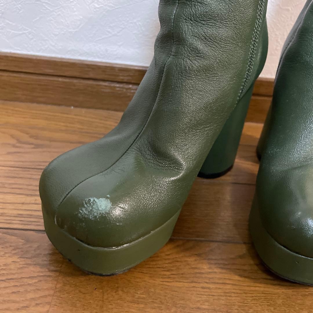 Ameri VOLUMINOUS TOE PLATFORM BOOTS Khaki 23.5cm - image 2