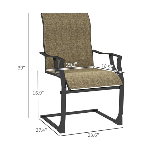 Outsunny Patio Dining Chairs Set of 2, C Spring Outdoor Chairs, Light Brown - Picture 3 of 11