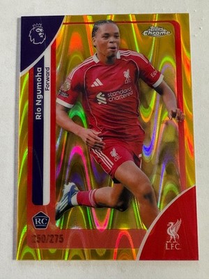 2026 Topps Chrome Soccer Rio Ngumoha RC Yellow RayWave #250/275 Liverpool FC SP