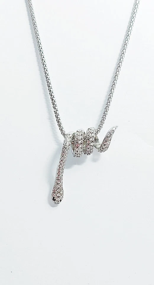 Collana Argento  925 Donna  Ciondolo Pendente Gioiello Serpente   Snake  Pendant - Immagine 4 di 4