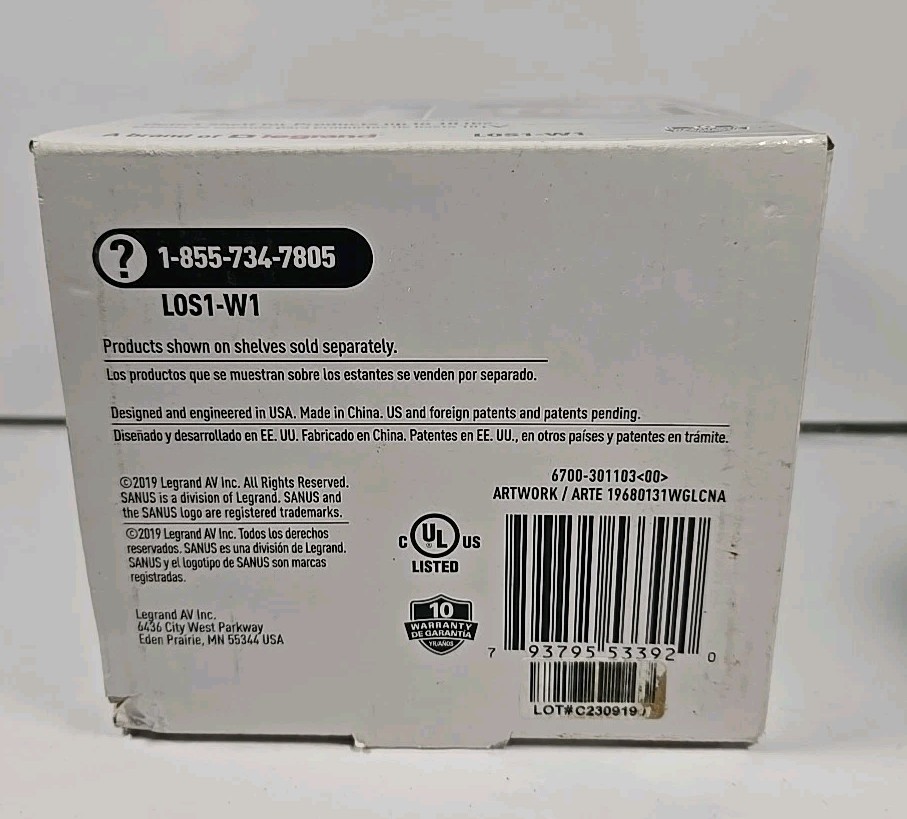 Sanus L0S1-W1 Outlet Shelf (White) - New