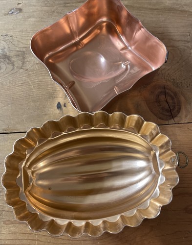 Vintage Copper Molds West Bend Pear And A Squash Ribbed Shape W/fluted Edge - Picture 10 of 13