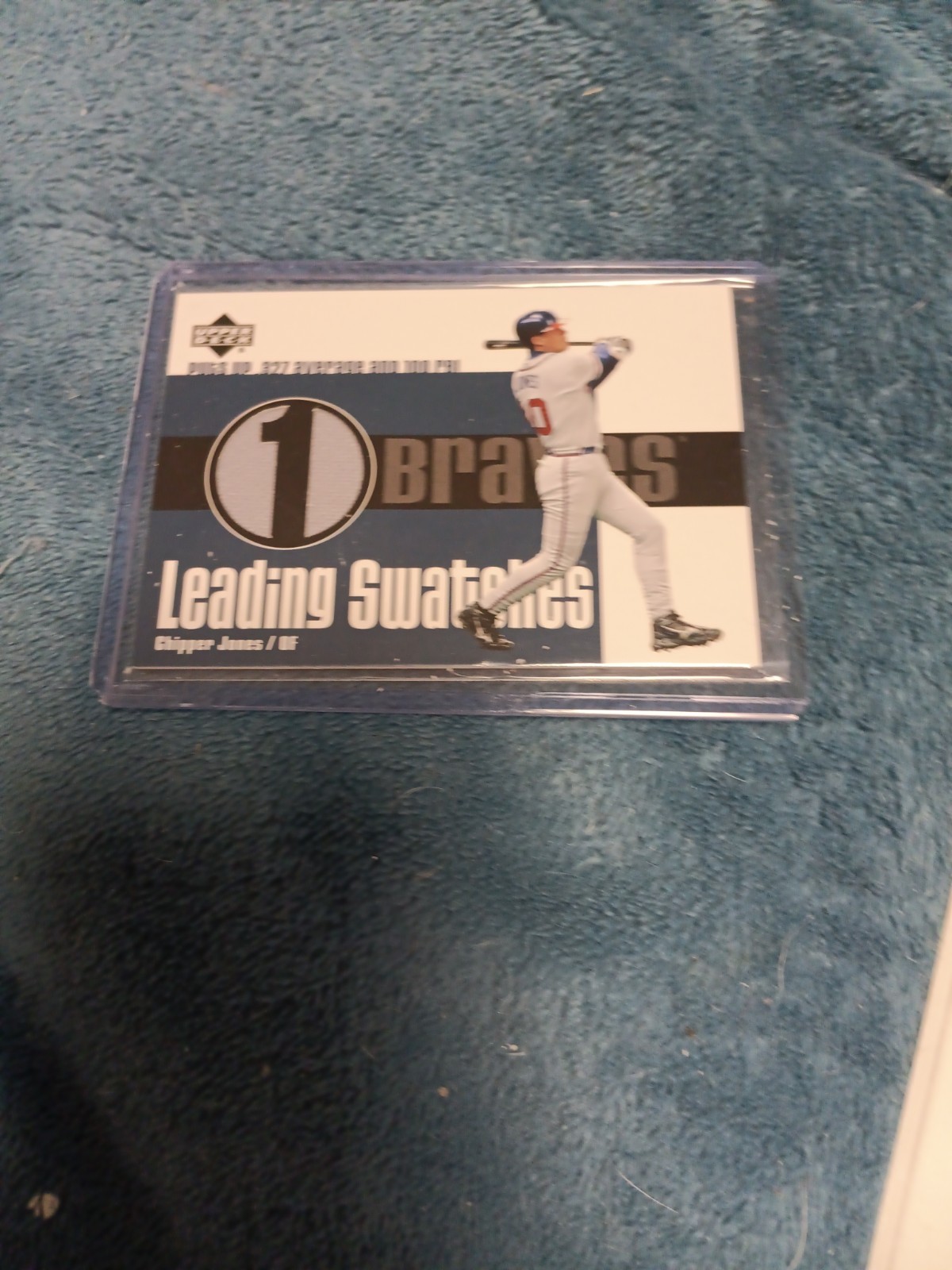 2003 Upper Deck LEADING SWATCHES GAME USED JERSEY RELIC #LS-CJ CHIPPER JONES HOF view 2