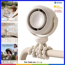 Portable Stroller Fan Baby Pinch-Proof 5 Speeds USB-C Rechargeable Battery