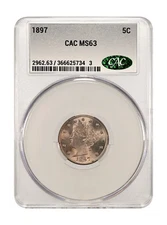 1897 Liberty Head V Nickel CAC Grading (CACG) MS 63