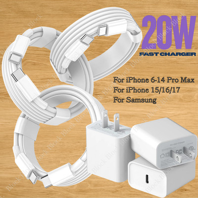 For iPhone 17 16 15 14 13 12 PD Fast Charger Cord 20W USB-C Power Adapter Block