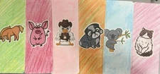 Set Of 6 Handmade Laminated Bookmarks.      Animals.