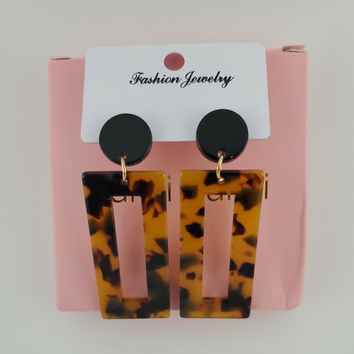 Lukki Lukki Acrylic Tortoiseshell Stud Earrings - Brown - New - Picture 2 of 8