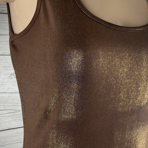 L8ter Bodycon Dress Medium Brown Golden Metallic Shimmer Sexy Back Zipper Short - Picture 5 of 12