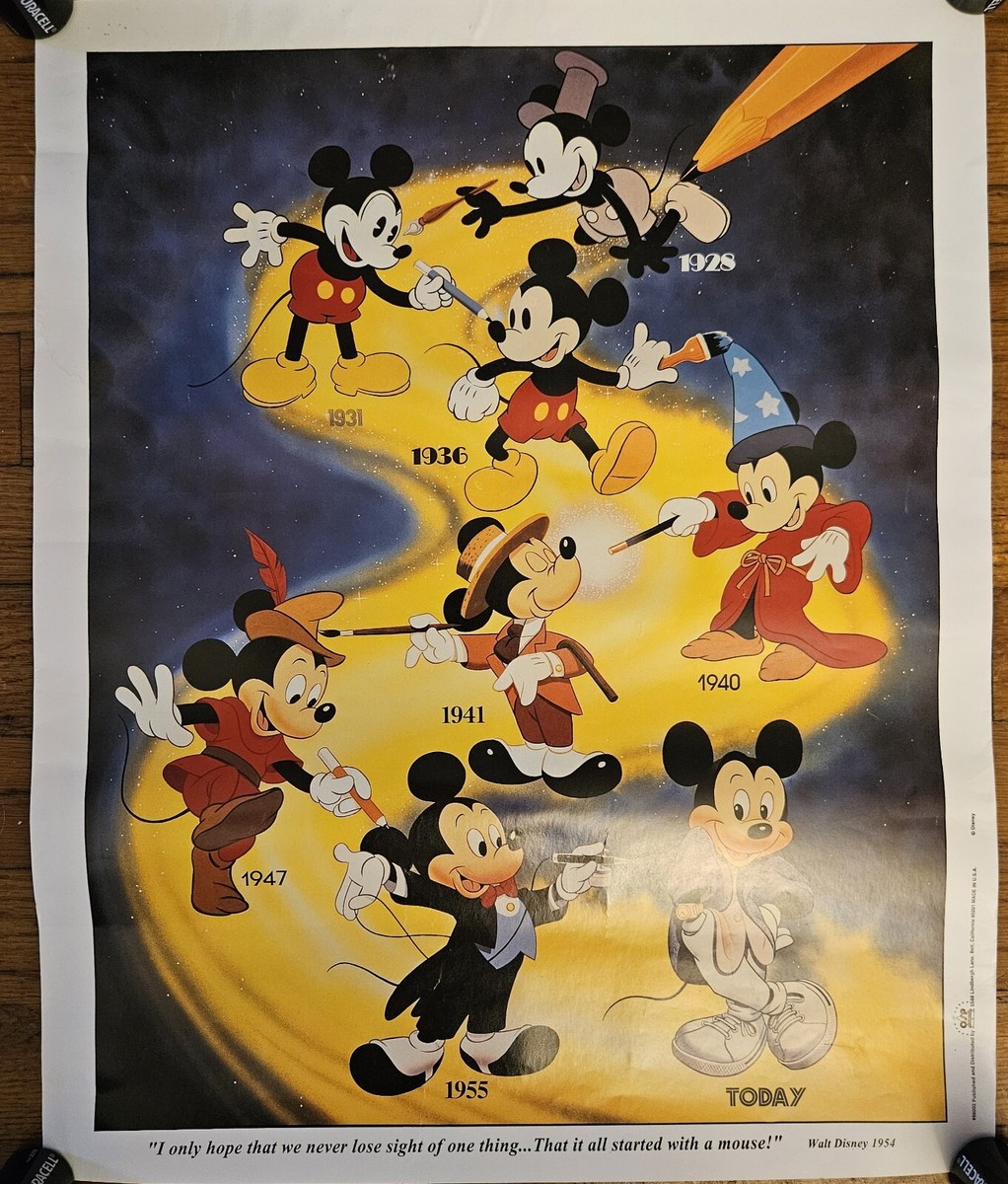 Walt Disney Vintage Poster Mickey Mouse “Generations” Through The