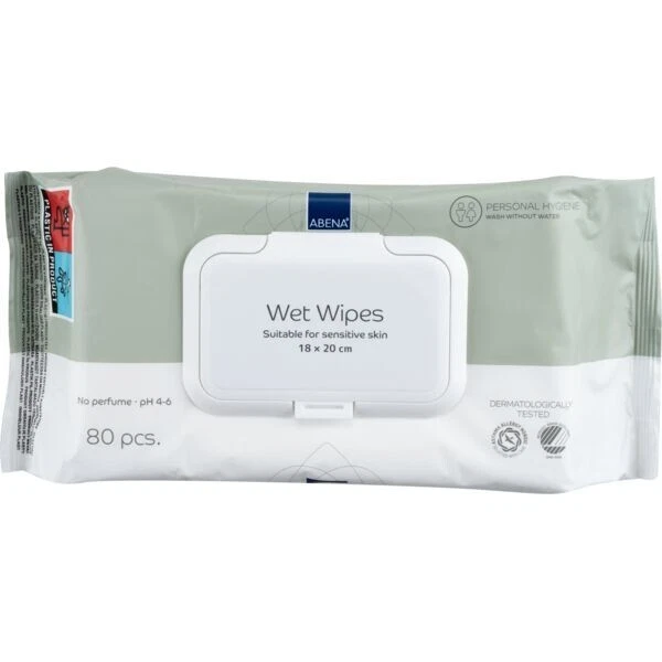 Abena Feuchtpflegetücher Feuchttücher Reinigungstücher 20x18 cm Weiß 80 Stück