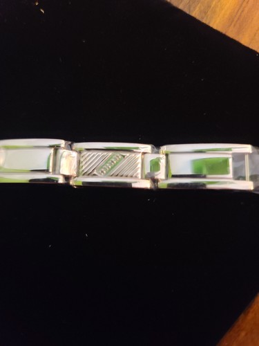 NWT R. H. Macy & Co. Fine Men's All Metal Diamond Accent Stainless ID Bracelet  - Picture 6 of 10