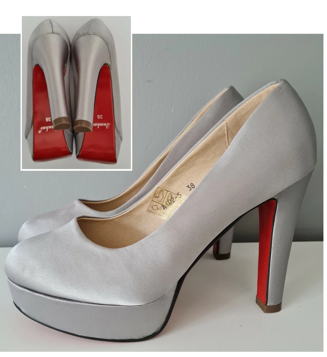 Silver high heels shop size 4