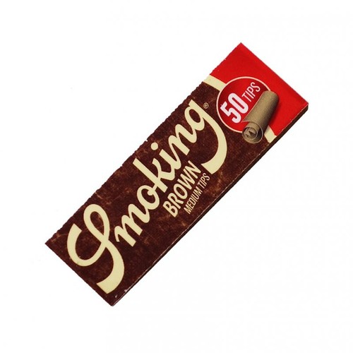 Filtri in Carta Smoking Brown Slim Tips Non Sbiancata Marrone Box da 50 Blocchet - Afbeelding 2 van 4