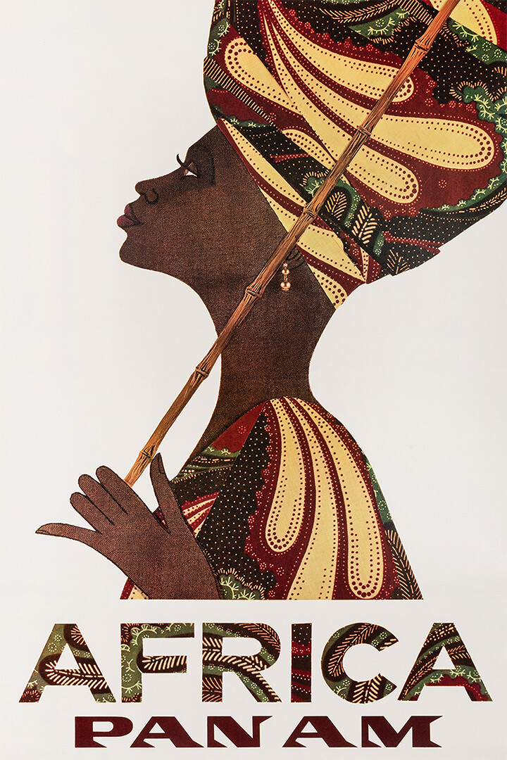 Travel Africa Pan Am Art African Lady Original Vintage Wall Art