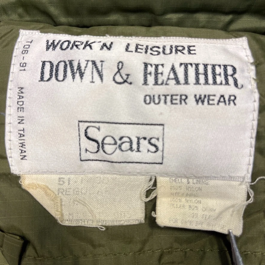 Vintage Sears Puffer Vest Mens XL Green Down Full Zip Reversible Hunting Pockets - Image 2 of 4