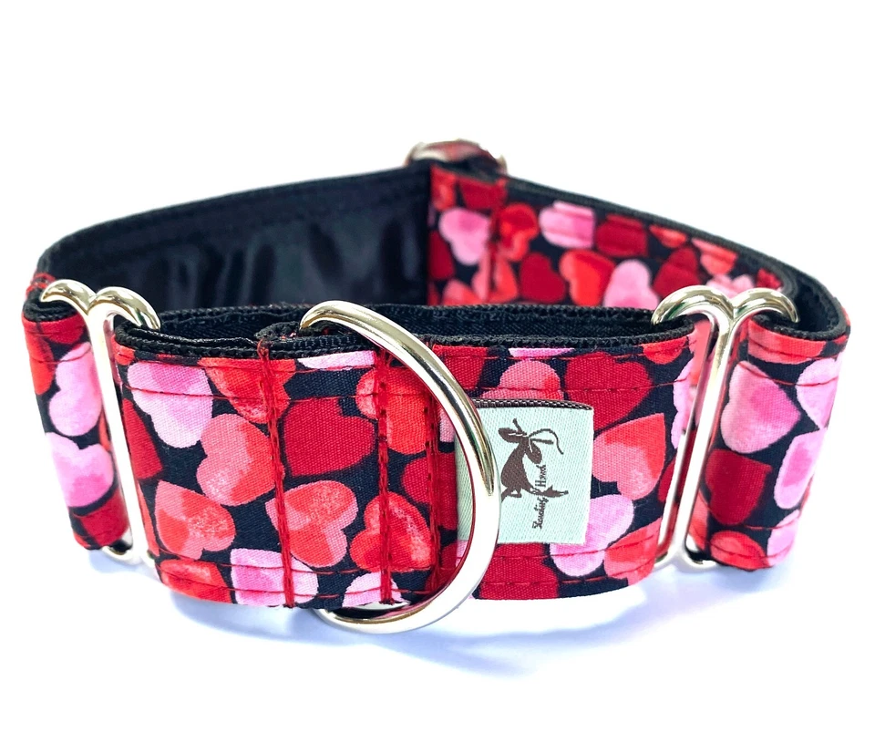 Hearts martingale dog collar greyhound/ whippet valentine - Image 2 of 2