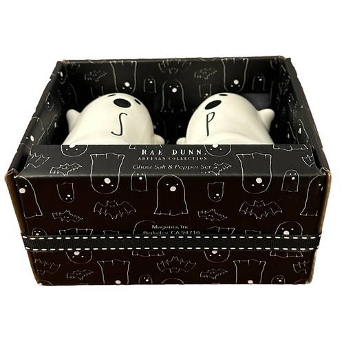 Rae Dunn Ghost Salt and Pepper Shakers Artisan Collection Halloween New In Box - Picture 5 of 6