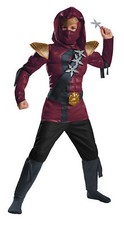 Red Fire Ninja Muscle Child Muscle Costume Jumpsuit Halloween Dress Up Disguise