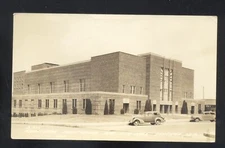 RPPC BEATRICE NEBGRASKA CITY HALL AUDITORIUM OLD CARS REAL PHOTO POSTCARD