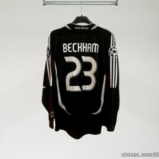Maglia David Beckham #23 Real Madrid 2006 2007 maglia manica lunga nera retrò M