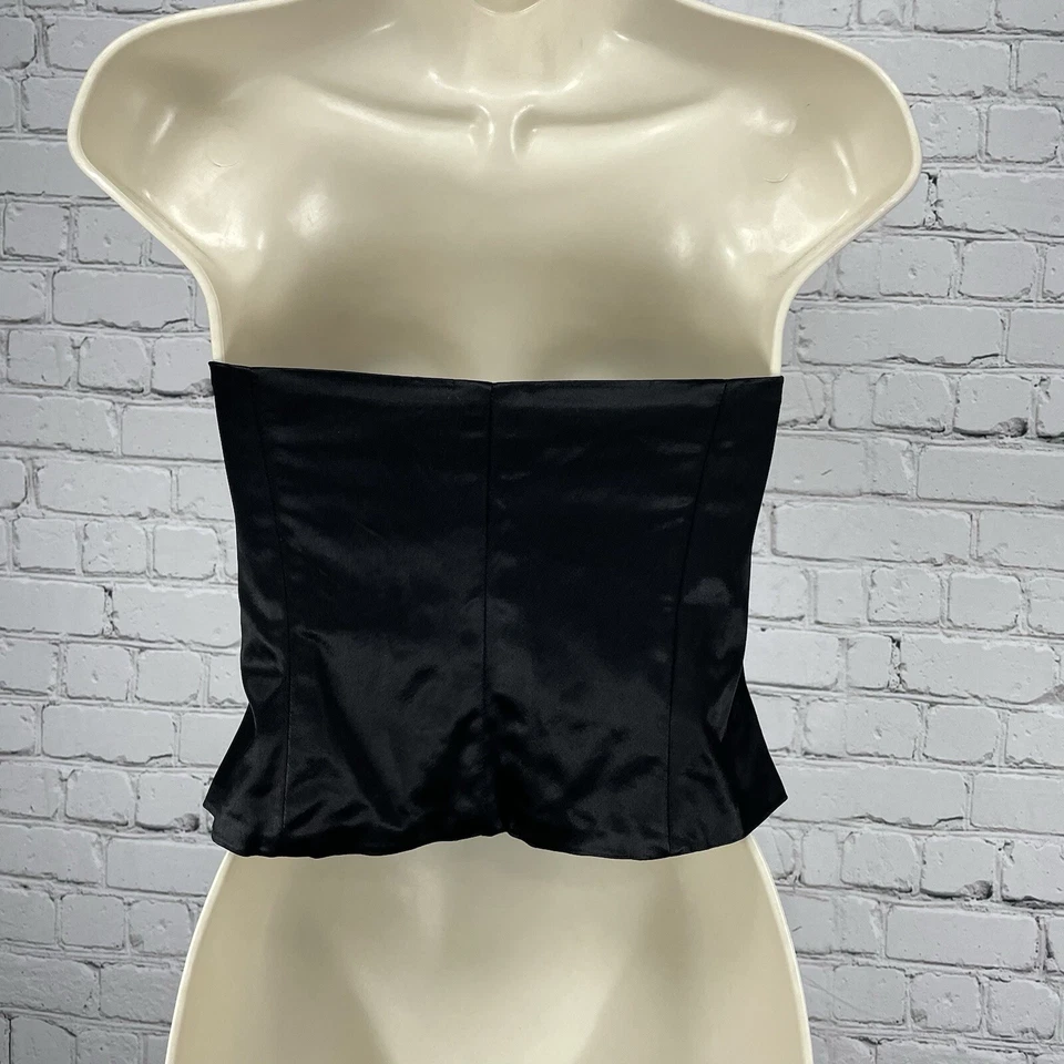 Винтажный Bain De Nuit черный атласный вырез блестящий молнии косточками корсет верхний размер маленький S - Изображение 2 из 4